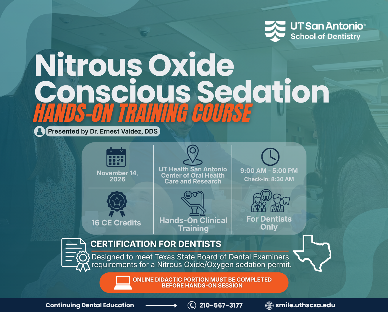 Promotional image of Dr. Valdez's course: Nitrous Oxide Conscious Sedation Hands-On Training Course