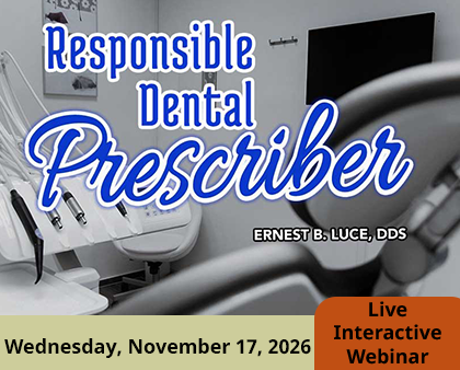 Promotional image of Dr. Luce's course: Responsible Dental Prescriber - Analgesic Prescribing Part 2: Beyond the Basics