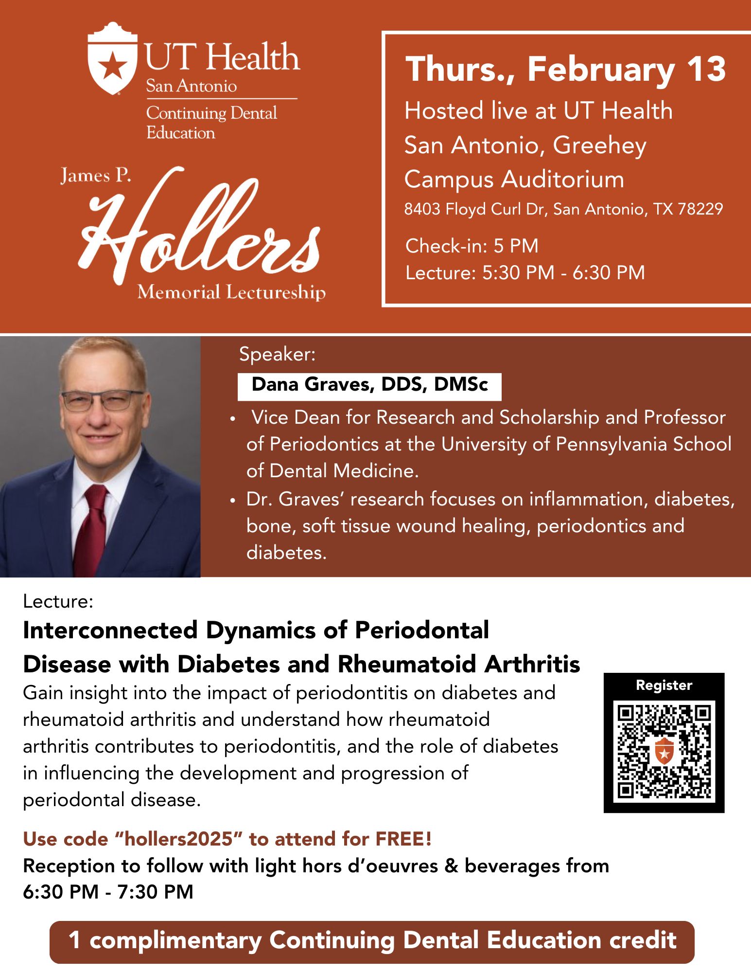 Annual James P. Hollers Memorial Lectureship, Continuing Dental